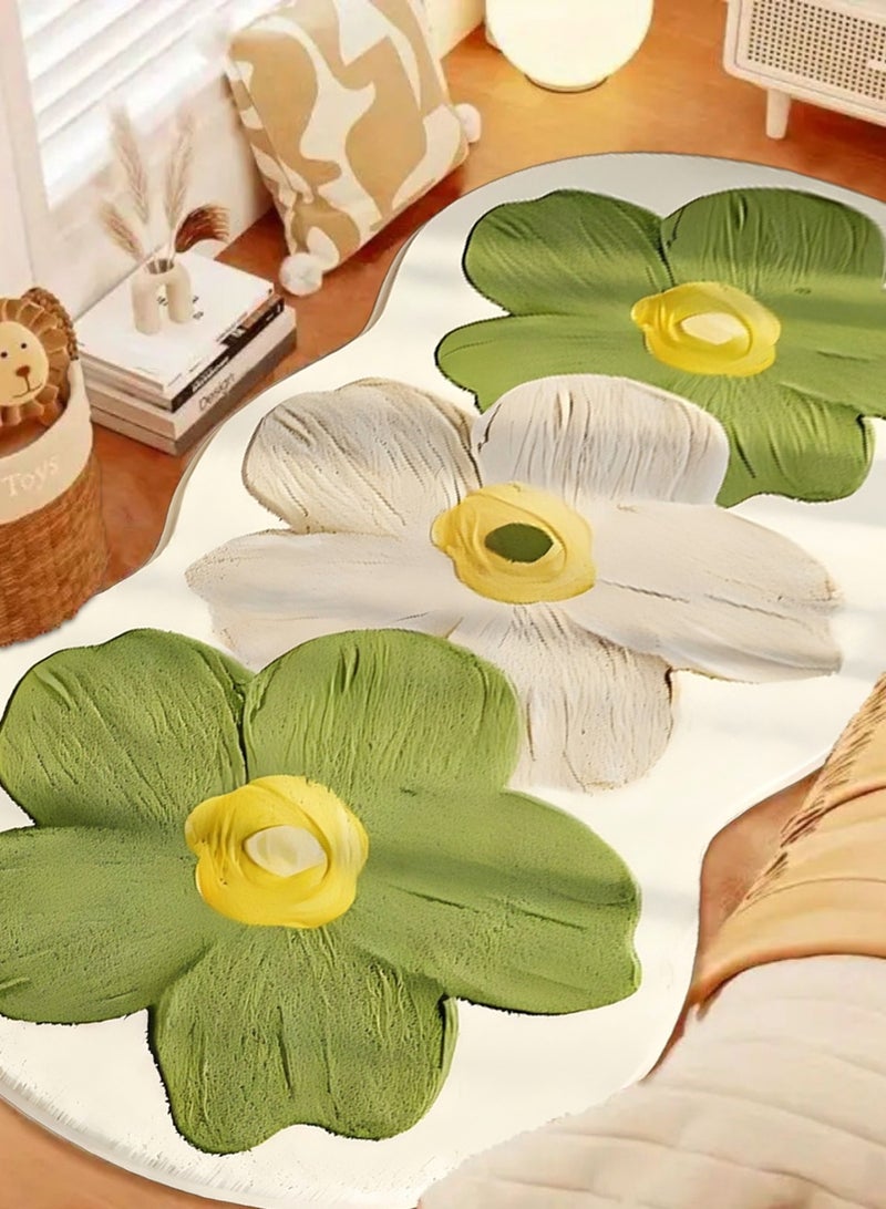 LOOPITYS Irregular standard flower mattress carpet, used for anti slip carpets in rooms and living rooms, carpet interior decoration, (green, 120 * 50CM) - Image 3