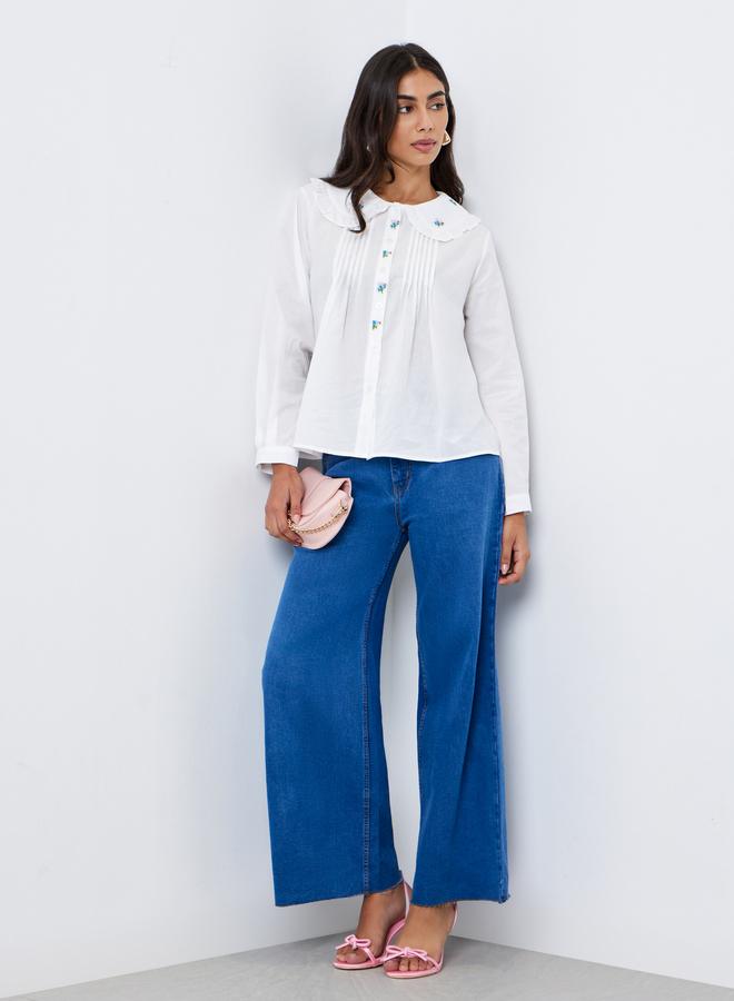 ستايلي بلوزة بياقة بيتر بان وتفاصيل مُطرّزة - Image 2