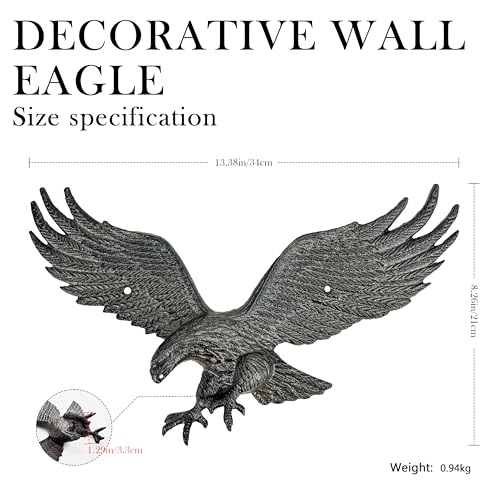 Linton Arts Metal Eagle Wall Decor – Cast Iron Patriotic Decoration Wall Art for Outdoor & Indoor, American Eagle Wall Hanging for Home, Garden, Patio, Door,Garage Decoration - Image 3