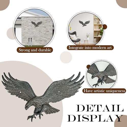 Linton Arts Metal Eagle Wall Decor – Cast Iron Patriotic Decoration Wall Art for Outdoor & Indoor, American Eagle Wall Hanging for Home, Garden, Patio, Door,Garage Decoration - Image 4