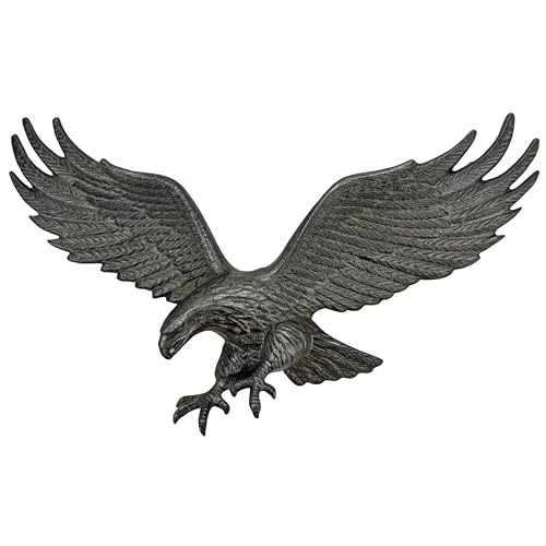 Linton Arts Metal Eagle Wall Decor – Cast Iron Patriotic Decoration Wall Art for Outdoor & Indoor, American Eagle Wall Hanging for Home, Garden, Patio, Door,Garage Decoration - Image 1