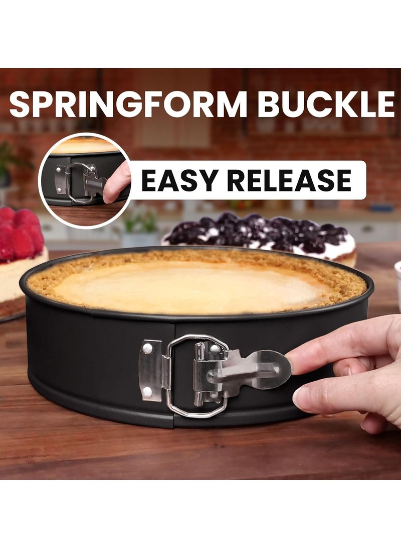 Mmmon 3 Springform Pan Tin, Cheese cakes Baking Mold, Round Leakproof Nonstick Removable Bottom Bakeware for Pie Cake Pizza and Quiches (brown) - Image 2