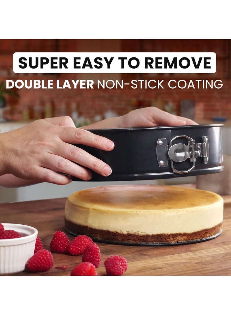 Mmmon 3 Springform Pan Tin, Cheese cakes Baking Mold, Round Leakproof Nonstick Removable Bottom Bakeware for Pie Cake Pizza and Quiches (brown) - Image 3