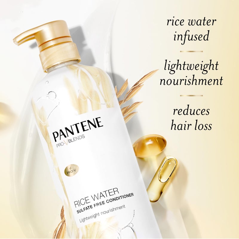 Pantene Conditioner, with Rice Water, Protects Natural Hair Growth, Volumizing, for Women, Nutrient Infused with Vitamin B5, Pro-V Blends, 30.0 oz - Image 5
