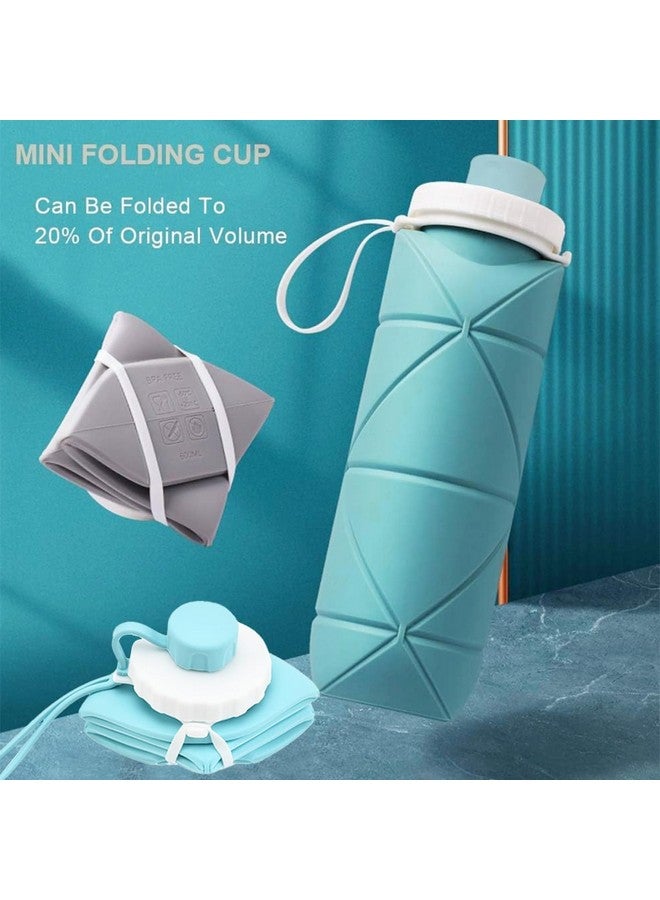 Oligitdi Folding Silicone Water Bottle Sports Water Bottle Outdoor Travel Portable Water Cup Running Riding Camping Hiking Kettle - 600 Ml - Blue - Image 4