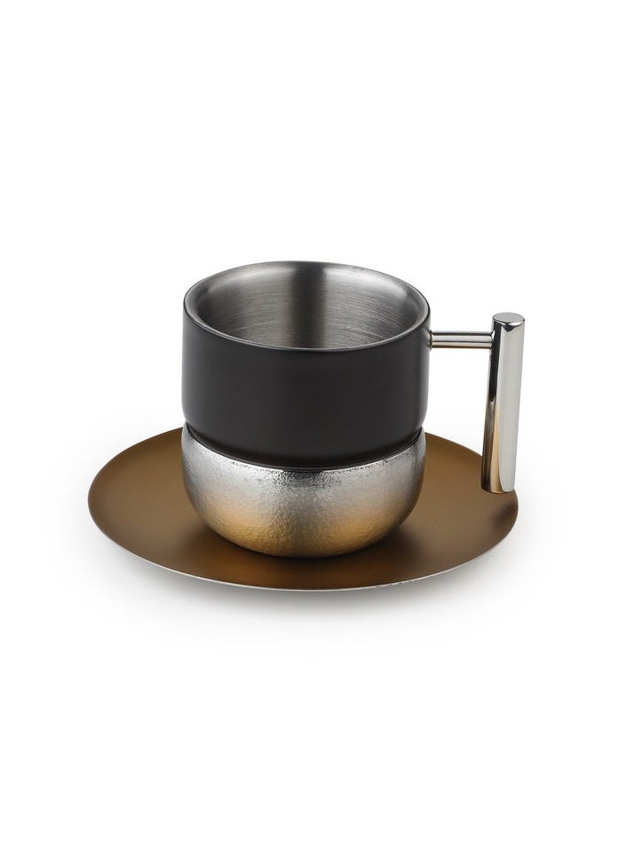 Arttd Inox - ARTTDINOX Designer Stainless Steel Fluted Cup and Saucer Set of 2 | Double Walled Cup | Unbreakable Cups for Tea Chai Coffee Cups Mugs with Saucer | Premium Serveware, Dinnerware & Tableware | Small | - Image 1