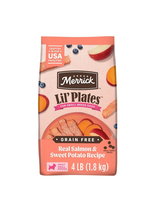 ميريك طعام الكلاب الجاف الفاخر الخالي من الحبوب من Merrick Lil' Plates للكلاب الصغيرة، مصنوع من سمك السلمون الحقيقي والبطاطا الحلوة - كيس 4.0 رطل - Image 1