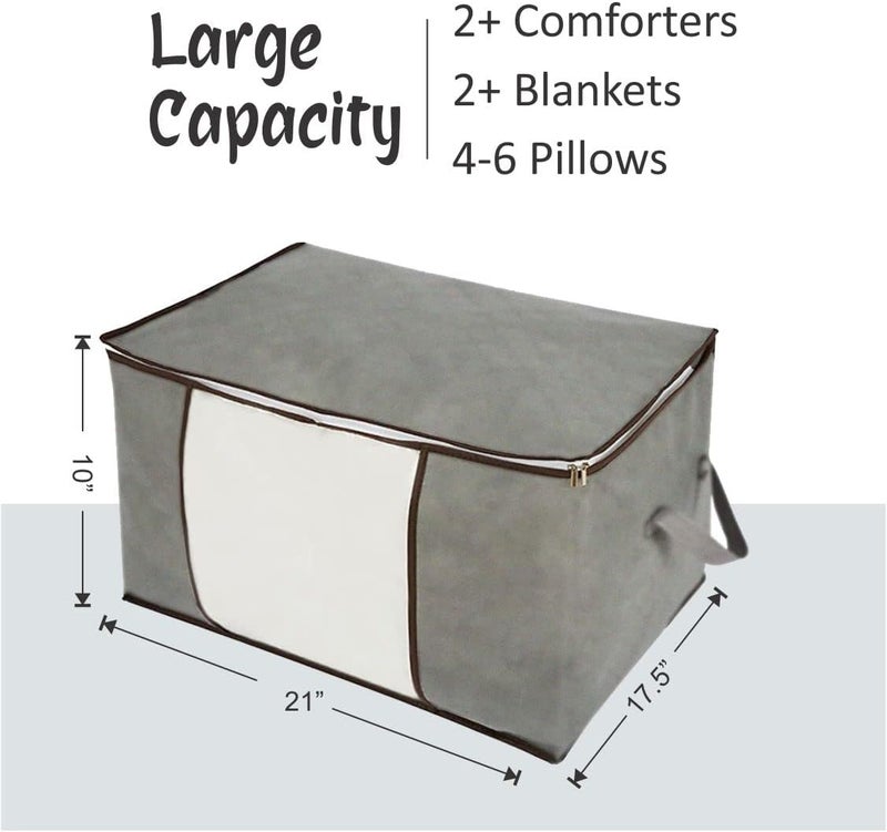 Clothes Storage bags and Closet Organizer | Blanket Storage Bags Foldable with Handle & Transparent Window & Zipper - Pack of 5) - Image 2