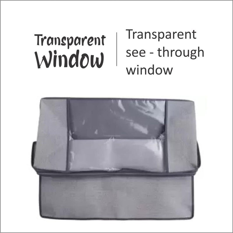 Clothes Storage bags and Closet Organizer | Blanket Storage Bags Foldable with Handle & Transparent Window & Zipper - Pack of 5) - Image 4