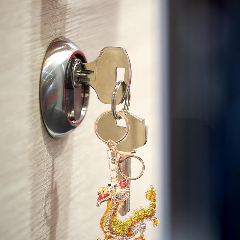 Dragon Keychain Rhinestone Alloy Pendant Dragon-shaped Hanging Decor Car Keyring Luggage Charm for Couples and Chinese New Year - Image 3