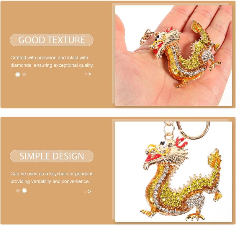 Dragon Keychain Rhinestone Alloy Pendant Dragon-shaped Hanging Decor Car Keyring Luggage Charm for Couples and Chinese New Year - Image 5