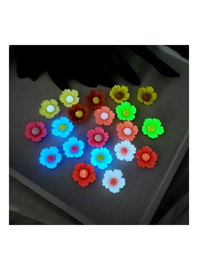 كاست ويف Luminous Mini Resin Flowers, DIY Craft Scrapbooking Decor, Cabochons Resin Flatback Flower Beads Mixed Colors - Image 3