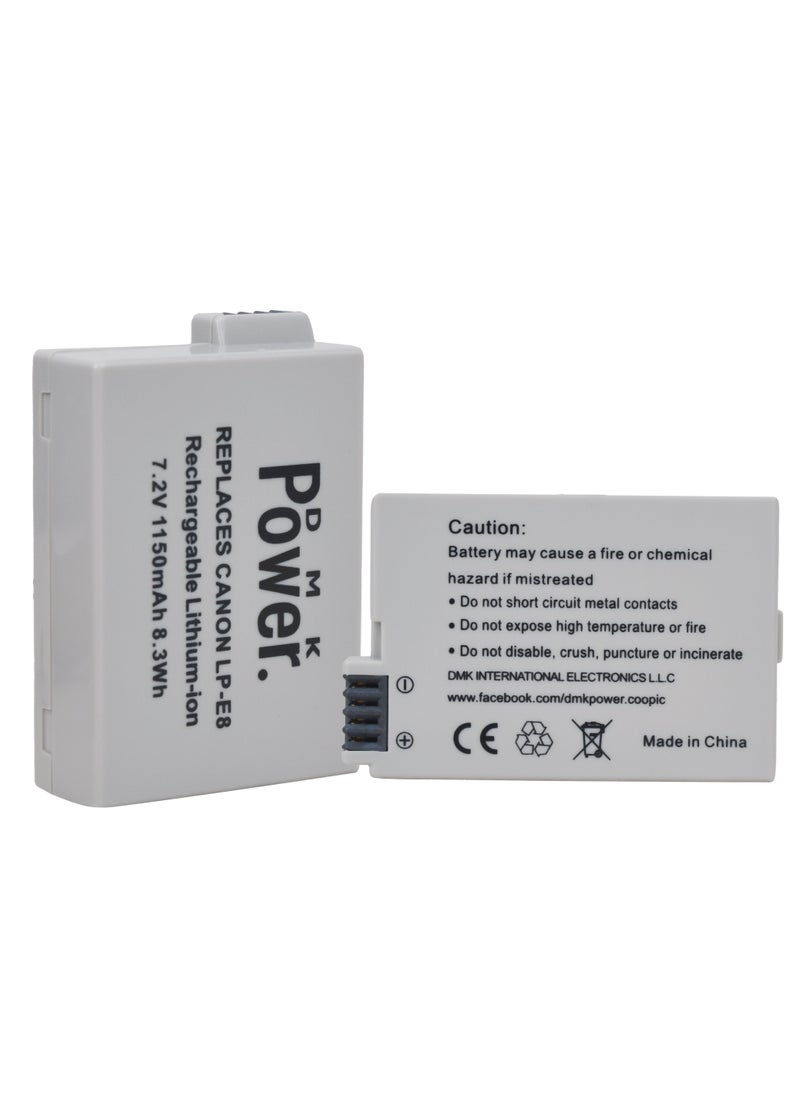 DMK Power - DMK Power LP-E8 1150mAh Battery Compatible With Canon EOS 550D, EOS 600D, EOS 700D, EOS Rebel T2i, EOS Rebel T3i, EOS Rebel T4i, EOS Rebel T5i Cameras - Image 1
