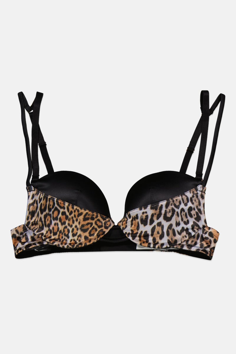 GUESS Women Padded Underwire Push Bra, Black Combo  - Image 1