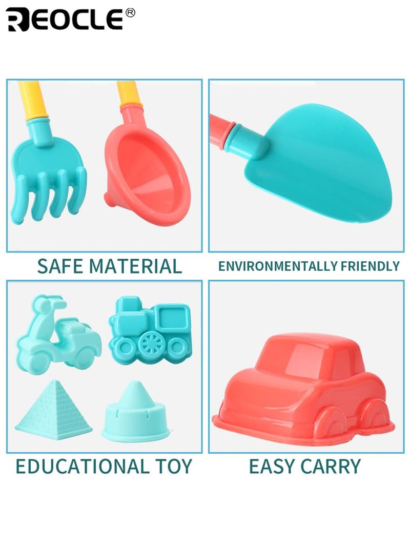 REOCLE 16pcs Children's Beach Toys Set Sand Shovel Beach Bucket for Water Play Multi-shape Cartoon Models Mini Watering Can Durable Plastic Perfect Summer Gift for Kids - Image 4