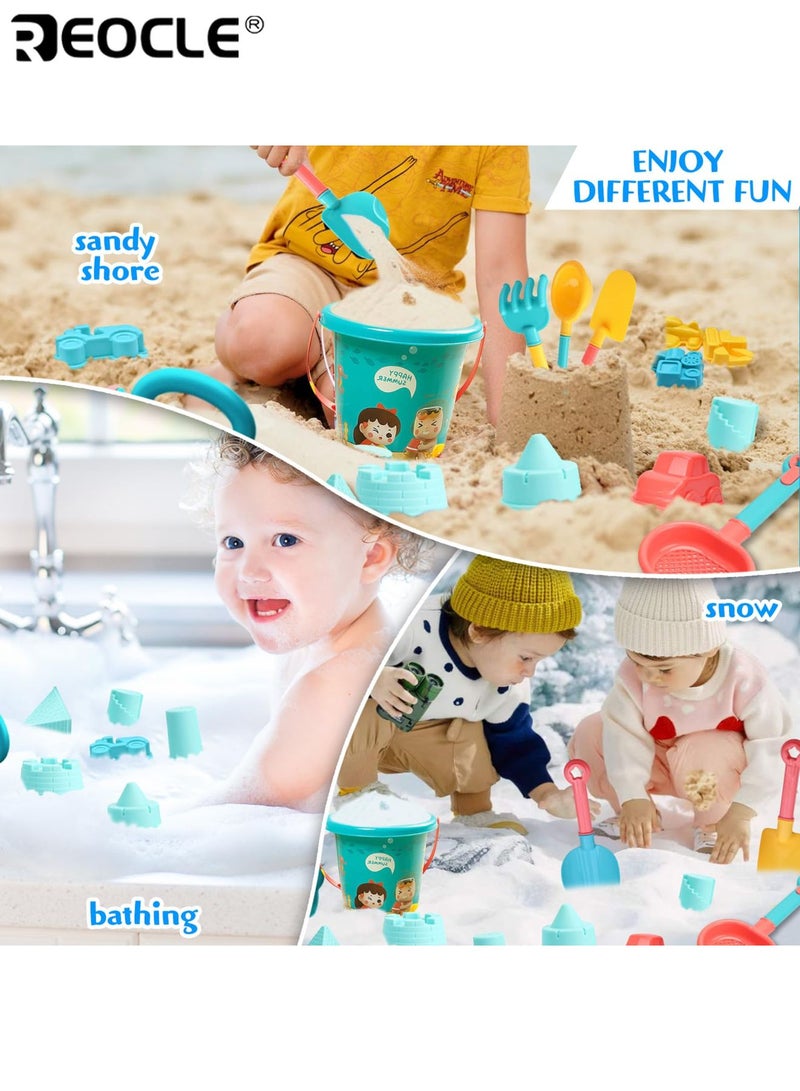 REOCLE 16pcs Children's Beach Toys Set Sand Shovel Beach Bucket for Water Play Multi-shape Cartoon Models Mini Watering Can Durable Plastic Perfect Summer Gift for Kids - Image 5