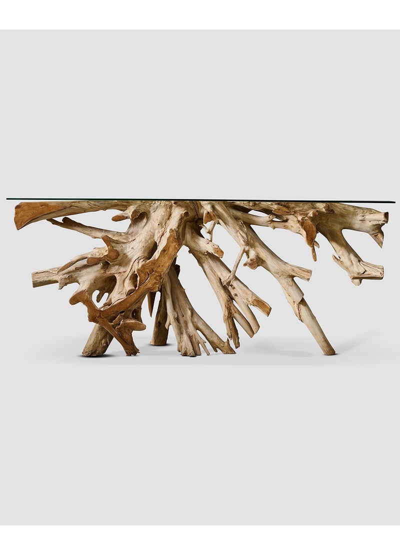 AL HUZAIFA FURNITURE Darma Console Table In Teak Root Wood In Natural Finish  - Image 1