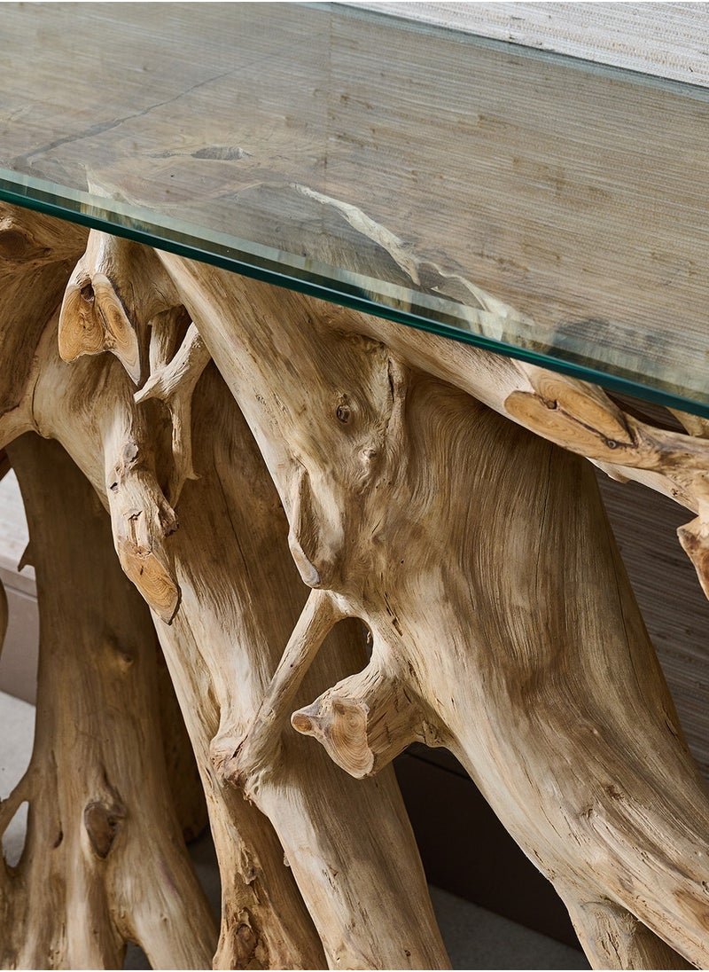 AL HUZAIFA FURNITURE Darma Console Table In Teak Root Wood In Natural Finish  - Image 3