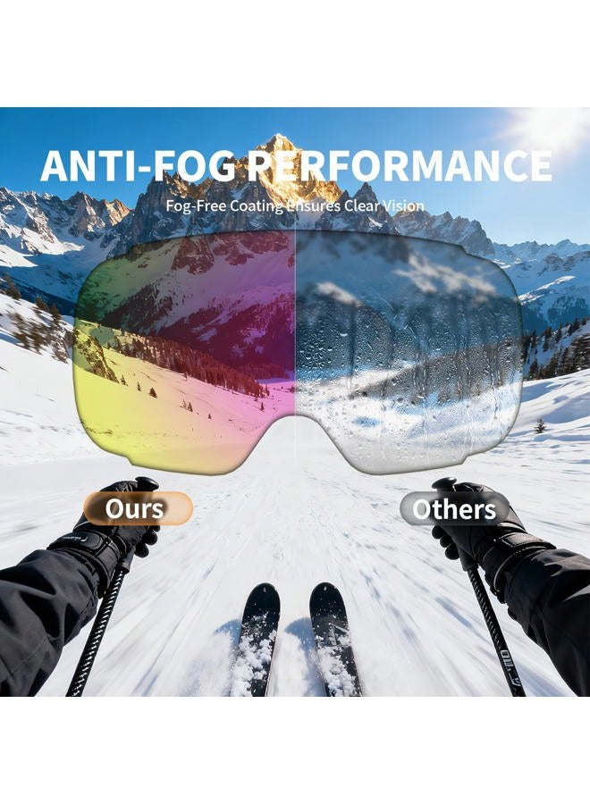 Veltuno Ski Goggles for Men Women Adult & Youth, OTG Snowboard Goggles Anti Fog, Snow Goggles UV Protection Wide Vision (Pink Frame/Revo Pink Lens (vlt 14.0%)) - Image 3