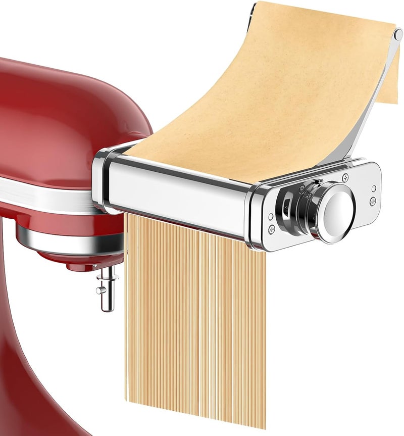 FOCOllK ملحق عمل الباستا 3 في 1 لخلاط KitchenAid القائم – مصنوع من الفولاذ المقاوم للصدأ، مزود بأدوات لتقطيع الباستا والسباغيتي والفيتوتشيني | إكسسوارات باستا مهنية لتحضير المعكرونة المنزلية والمطبخ الإيطالي - Image 1
