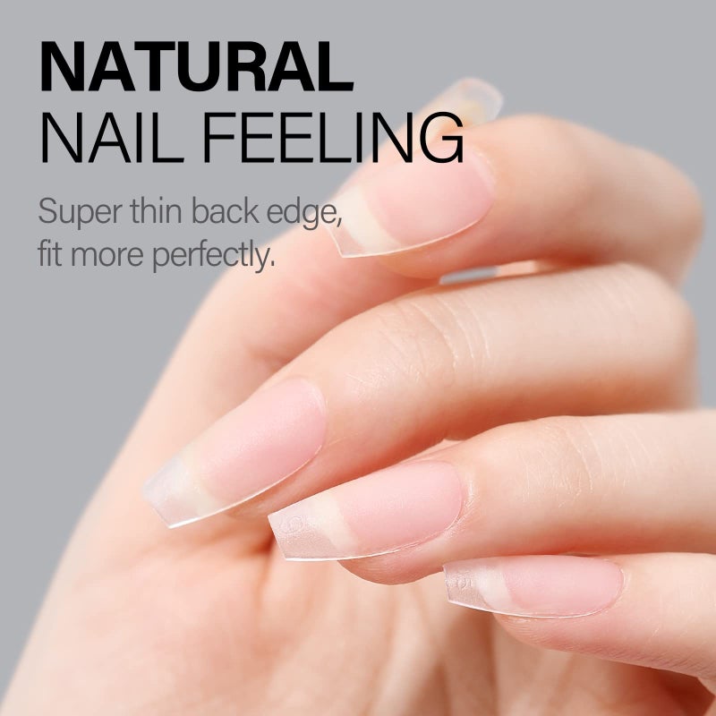 AILLSA Short Coffin Nail Tips 450pcs Soft Full Cover Gel Nail Tip Matte Pre-filed Press On False Nails Tips Fake Extension Gelly Nails Tip for Acrylic Nails Professional With Gift Box ï¼ˆ15 Sizesï¼‰ - Image 3