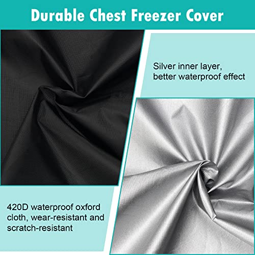 Luxiv Black Chest Freezer Cover, Luxiv Waterproof Freezer Covers Compact for 3.5 Cubic Feet Chest Freezer Cover for Open, Zipper Pocket, Strap - Image 3