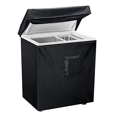 Luxiv Black Chest Freezer Cover, Luxiv Waterproof Freezer Covers Compact for 3.5 Cubic Feet Chest Freezer Cover for Open, Zipper Pocket, Strap - Image 1