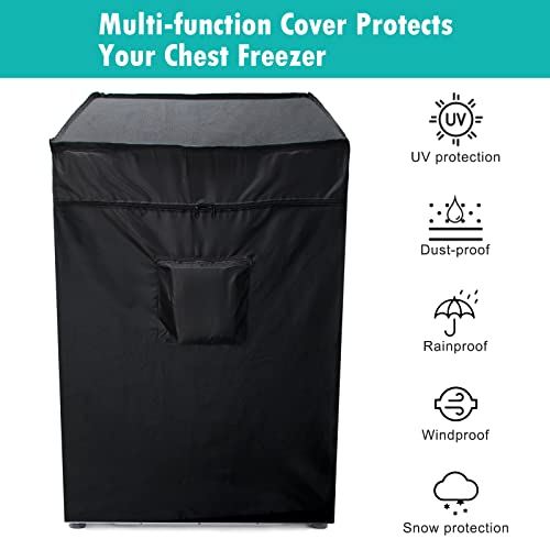 Luxiv Black Chest Freezer Cover, Luxiv Waterproof Freezer Covers Compact for 3.5 Cubic Feet Chest Freezer Cover for Open, Zipper Pocket, Strap - Image 4