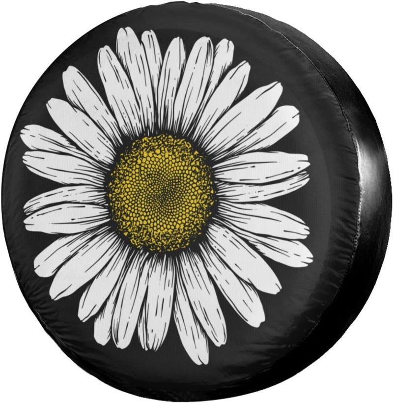 Foruidea Daisy Flower Spare Tire Cover Dust-Proof Wheel Tire Cover Fit Trailer, RV, SUV and Many Vehicle 17 Inch - Image 1