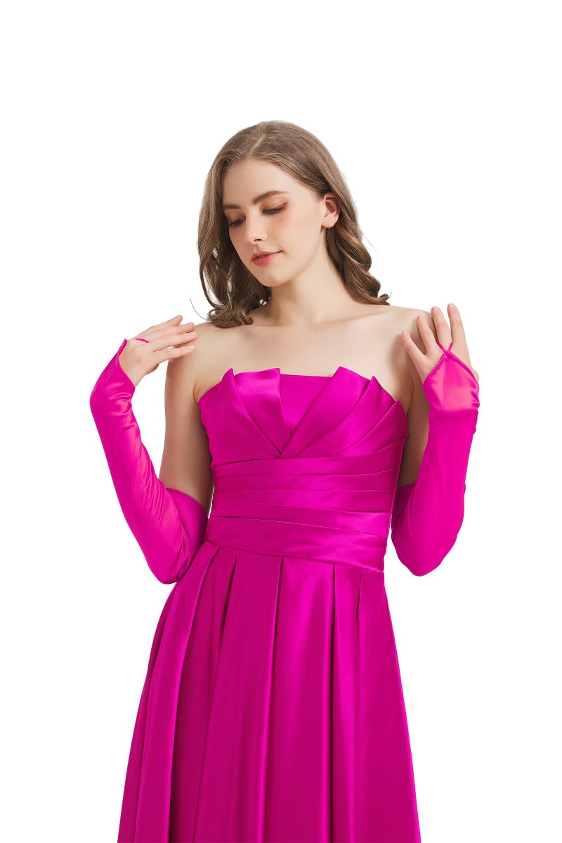 sodknow Long Hot Pink Fingerless Gloves Women Costume Long Hot Pink Satin Gloves Elbow Length 21" for Opera Halloween Cosplay1920s Great Gatsby Party Roaring 20s Accessories Dance Wedding Dress up - Image 3
