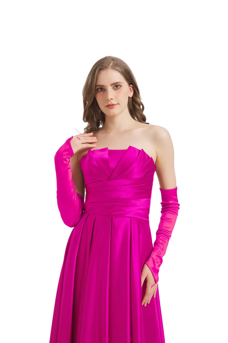 sodknow Long Hot Pink Fingerless Gloves Women Costume Long Hot Pink Satin Gloves Elbow Length 21" for Opera Halloween Cosplay1920s Great Gatsby Party Roaring 20s Accessories Dance Wedding Dress up - Image 2