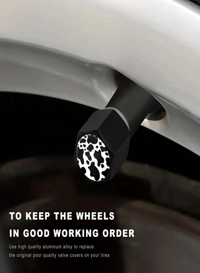 NYTKL 4 PCS Tire Valve Stem Caps, Cute Cow Print Airtight Dust Proof Tire Valve Covers, Corrosion Resistant Aluminum Wheel Stem Caps for Cars, Trucks, SUVs, Motorcycles, Bikes - Image 3