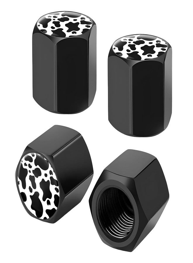 NYTKL 4 PCS Tire Valve Stem Caps, Cute Cow Print Airtight Dust Proof Tire Valve Covers, Corrosion Resistant Aluminum Wheel Stem Caps for Cars, Trucks, SUVs, Motorcycles, Bikes - Image 1