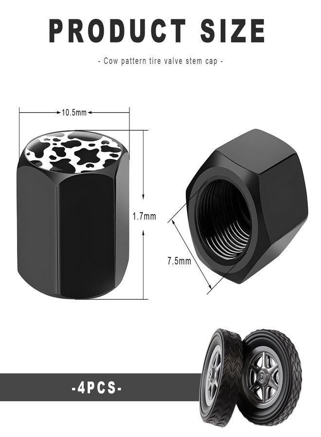 NYTKL 4 PCS Tire Valve Stem Caps, Cute Cow Print Airtight Dust Proof Tire Valve Covers, Corrosion Resistant Aluminum Wheel Stem Caps for Cars, Trucks, SUVs, Motorcycles, Bikes - Image 2