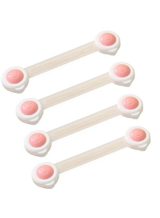 Syga 4 Pcs Baby Safety Locks ; Child Proof Cabinets Drawers Appliances Toilet Seat Fridge And Oven ; Tools Not Required ; Uses Dual Adhesive Tape And Latch System (Pink Smiley) - Image 2