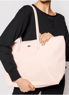 LACOSTE Women's L12.12 Concept Fashion Versatile Large Capacity Zipper Handbag Tote Bag Shoulder Bag Large Light Pink  - Image 3