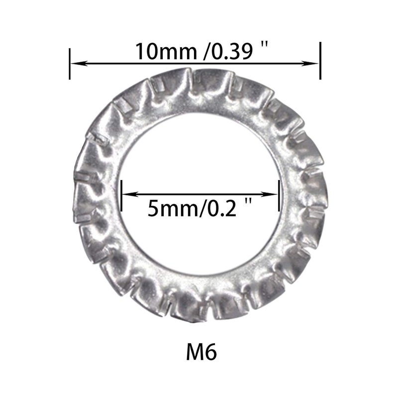 DGZ M6 304 Stainless Steel External Tooth Star Lock Washers（100Pcs） - Image 4