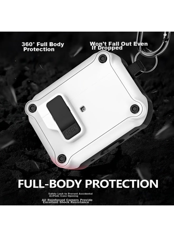 Chuangsi Mi Chuangsimi Airpods 4 Protective Case, Shockproof Armor Shell, Fourth Generation Apple Wireless Bluetooth Earphone Cover, Anti-loss, Smart Opening, Clip-on With Hook, Black - Image 3