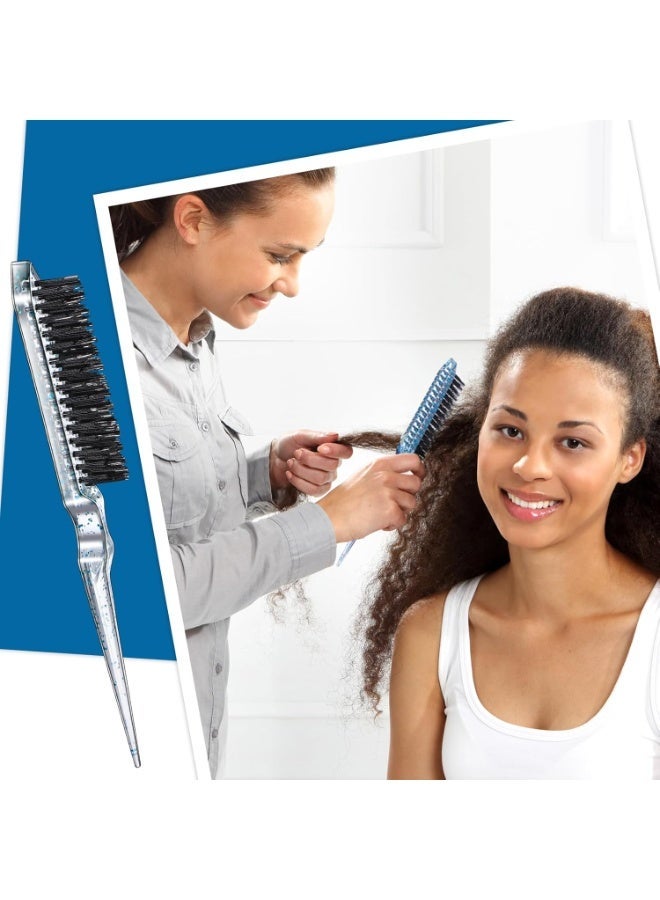 3 Pcs Slick Back Hair Brush Set Bristle Brush Edge Control Teasing Comb for Women Black Hair(Clear Blue) - Image 2