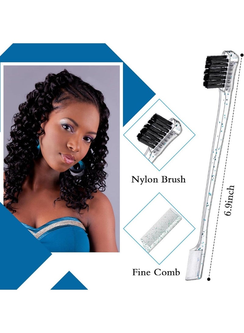 3 Pcs Slick Back Hair Brush Set Bristle Brush Edge Control Teasing Comb for Women Black Hair(Clear Blue) - Image 4