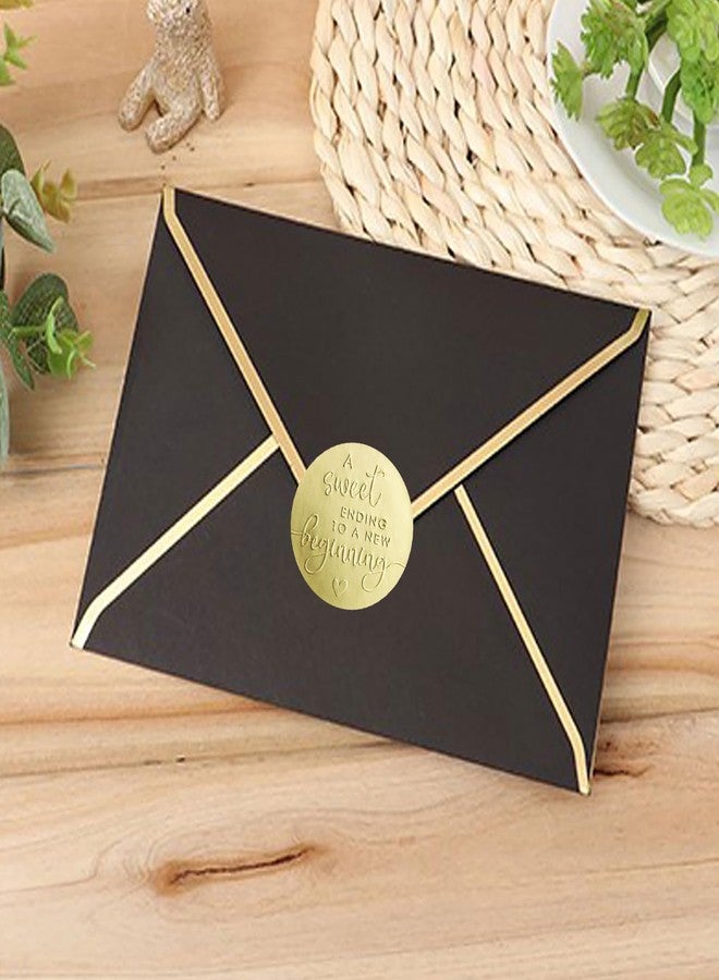 YYDESN 100 x A Sweet Ending to a New Beginning Stickers - Embossed Gold Foil Labels - Wedding & Graduation Favor Stickers for Candy or Gift Bags - Elegant Party Seals, 1.6 Inch - Image 5