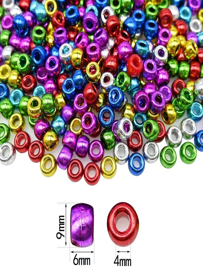 Looconi Amaney 500Pcs 6x9mm Mixed Colors Plastic Pony Beads (Electroplated) - Image 2