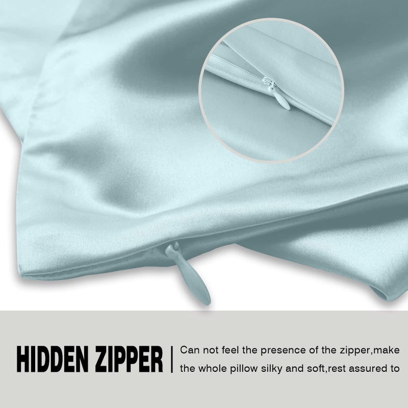 Suatien Mulberry Silk Pillowcase for Hair and Skin Queen Size 20"X 30" Pillow Case with Hidden Zipper Soft Breathable Smooth Cooling Silk Pillow Covers for Sleeping (Haze Blue,Queen,1Pcs) - Image 4