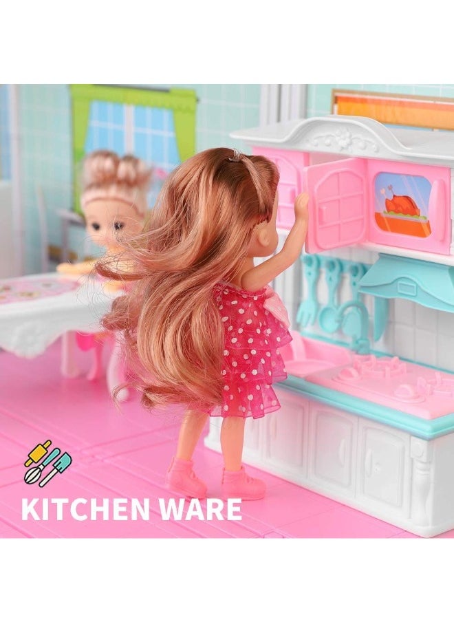 TOY GARDEN Dollhouse Dreamhouse Building Set for Girls | DIY House with Furniture, Movable Slides, Pets & Dolls | Creative Play & Ideal Gift  - Image 3