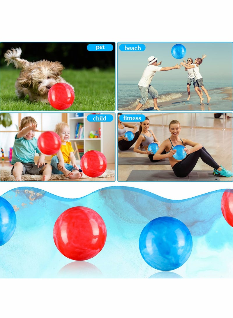 Excefore Marbleized Bouncy Balls Colorful Inflatable Balls Big Cloud Bouncing Balls PVC Bouncy Play Balls for Adults Pet Party Supplies Beach Playground School Water Fun (Red,Blue,8.5 Inch) 2 Pcs - Image 2