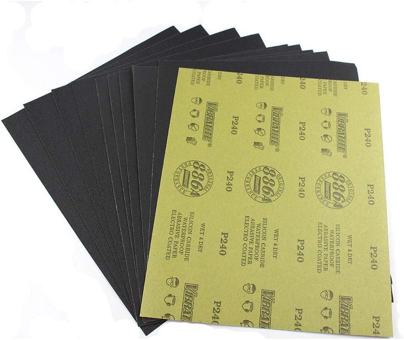 MAXMAN MAXAMN 240 Grit Sandpaper, Wet Dry Sandpaper Sheets 9 x 11 Inches, Silicon Carbide Abrasive Sand Paper for Wood Furniture Finishing, Metal Sanding, Automotive Polishing, DIY Projects, 10 Sheets - Image 1
