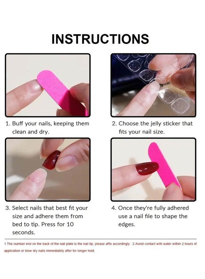 24PCS press-on nails in medium almond color, Solid gradient shiny press-on nails for moderately natural French manicure artificial nail set - Image 4