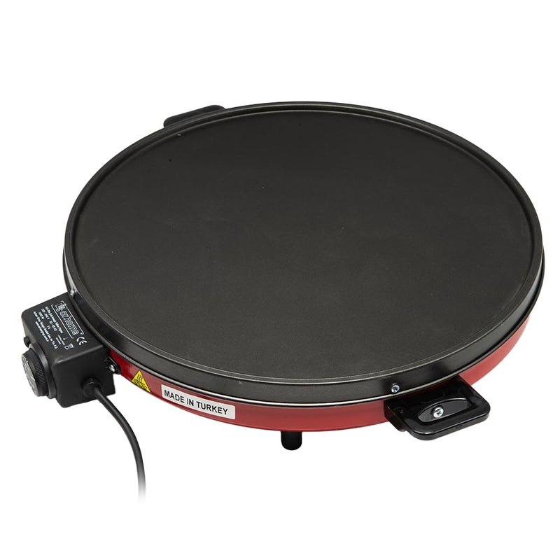 صانعة كريب كهربائية مع شواية من | سطح غير لاصق بطول 40 سم مع تحكم في درجة الحرارة، وصانعة فطائر سريعة التسخين للمطبخ المنزلي - أسود وأحمر - Image 4