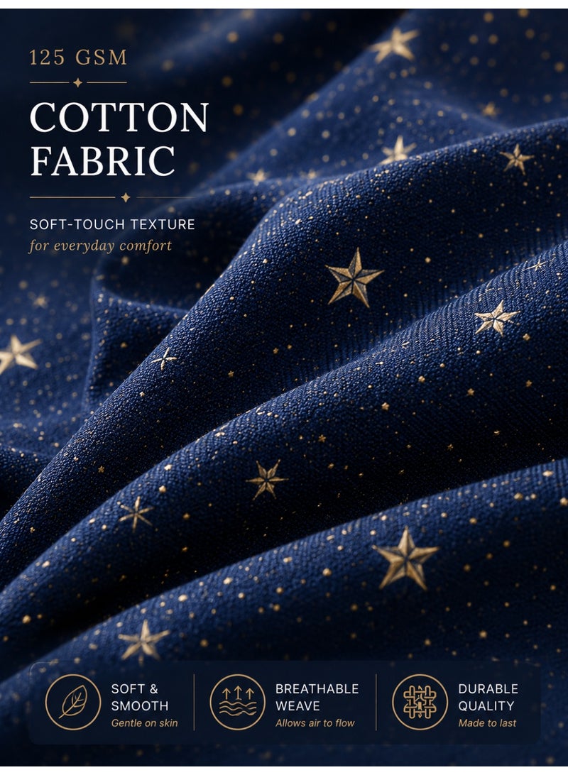Eworld 4-Piece Printed Cushion Cover Set, 100% Cotton Fabric, Celestial Stars Pattern, Breathable & Fade Resistant, Machine Washable Cushion Covers, Available in 2 Sizes - Image 3