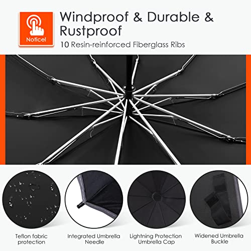 Bodyguard Inverted Umbrella Large Windproof Umbrellas for Rain Sun Travel Umbrella Compact with Reflective Stripe-Black, 54 IN - Image 3